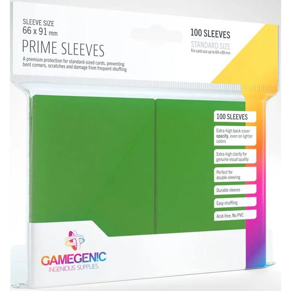 Gamegenic Prime Sleeves - 100 Pack | 66 x 91mm Standard Size | Matte Green Finish 1