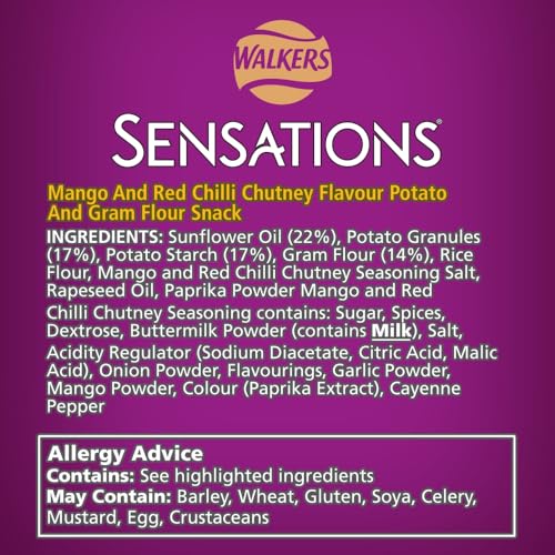Walkers Sensations Mango & Chilli Chutney Sharing Poppadoms 82.5g 7