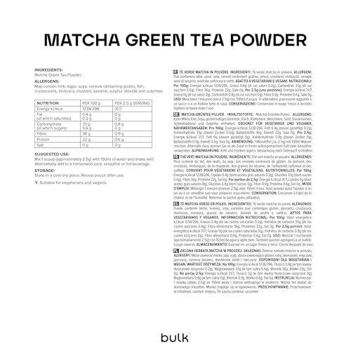 Bulk Matcha Green Tea Powder - 500g Unflavoured Shade-Grown for Smoothies, Baking & Drinks