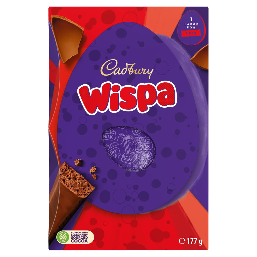 Cadbury Dairy Milk Wispa Chocolate Easter Egg - 177g | Vegetarian Friendly | Sustainable Cocoa