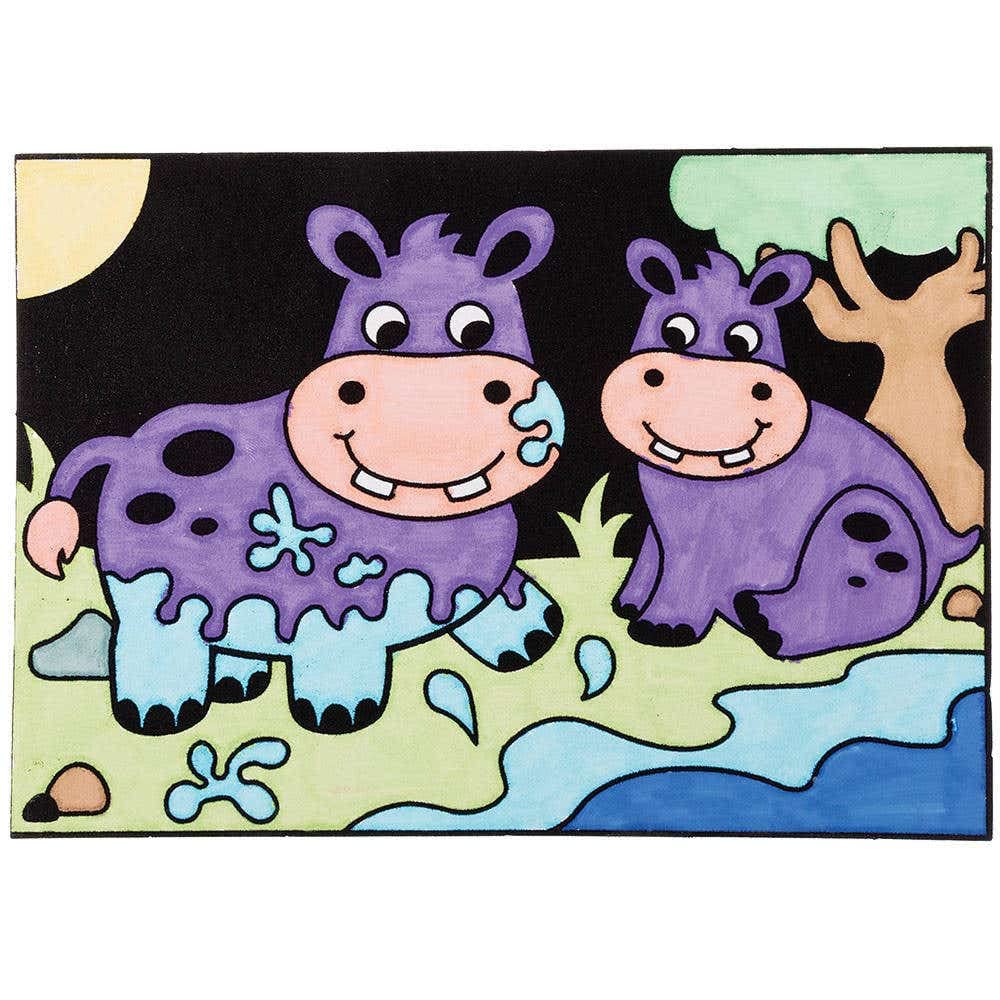 Baker Ross Jungle Animal Fuzzy Art Pictures - Pack of 10 Sheets | 21cm x 15cm | Great for Colouring Practice 4