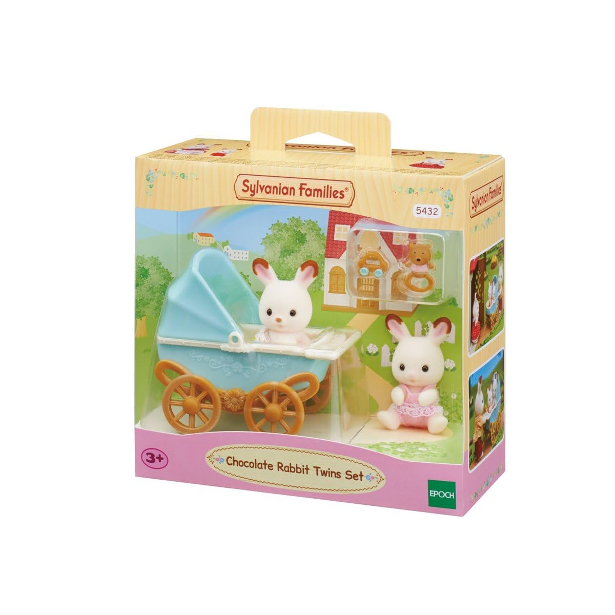 Sylvanian Families Chocolate Rabbit Twins Set - Includes Kabe & Breeze with Pram (Model 5432) 9