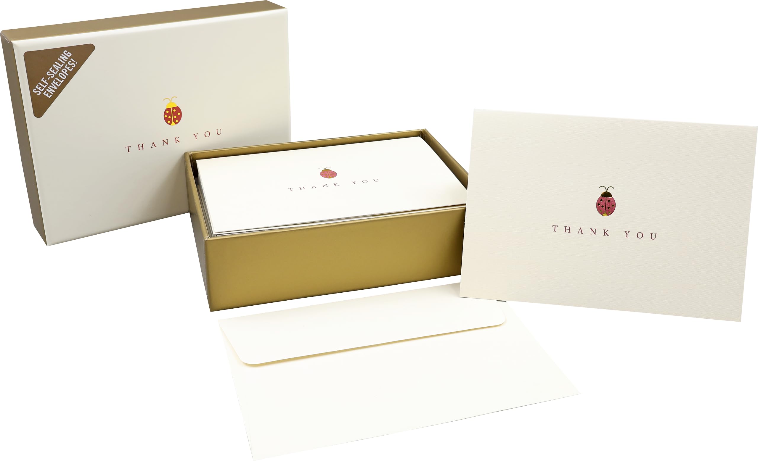 Peter Pauper Press Lady Bug Thank You Notes - 14 Cards & 15 Envelopes | Blank Interior | 5" x 3.5" 3