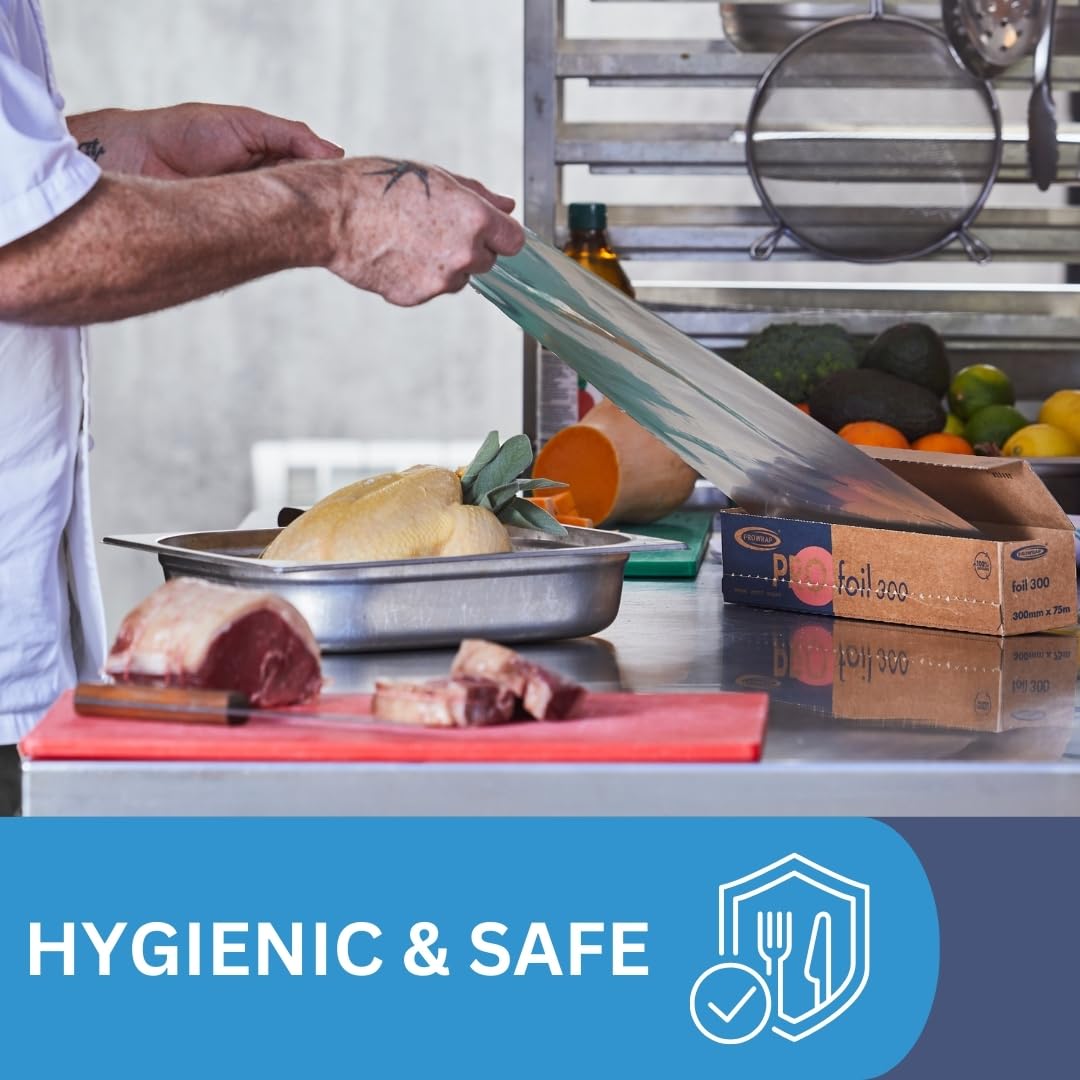 PROWRAP AX030 Aluminium Catering Foil - 300mm x 75m Roll | Pre-Cut Sheets 6