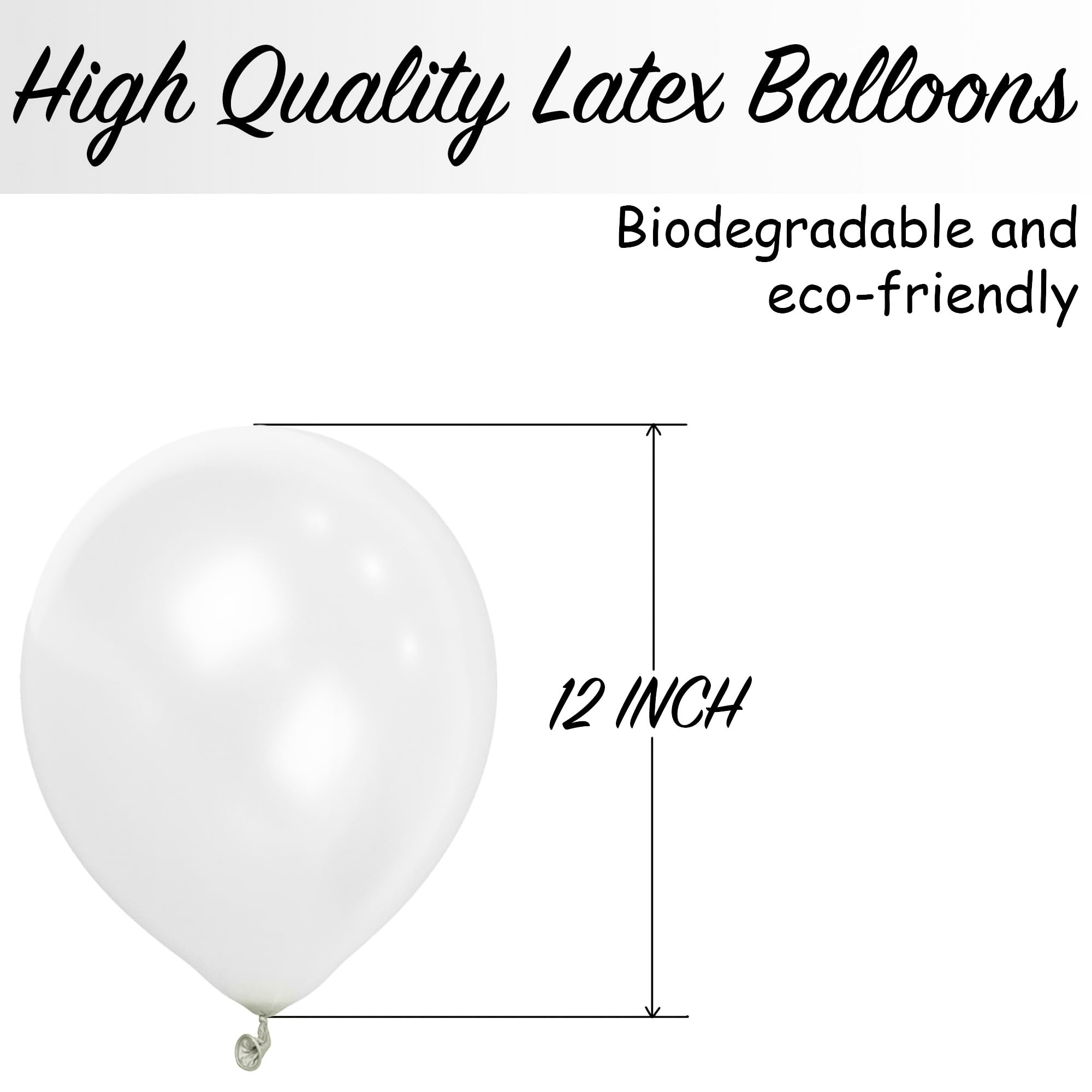 SHATCHI White Balloons 10 Pack - 12 Inch Thick Latex, Biodegradable for Party & Wedding Decor 3