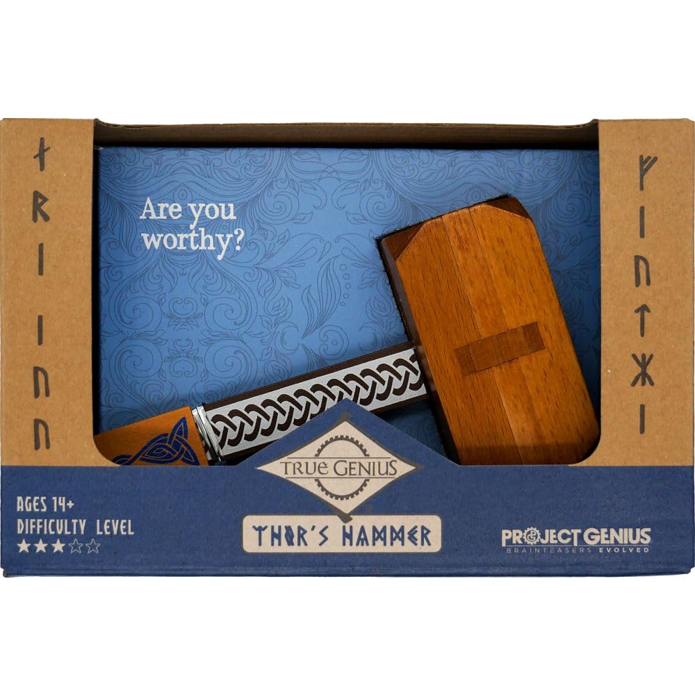 Thor's Hammer Wooden Brain Teaser Puzzle by Project Genius - Norse Mythology Puzzle for Ages 8+ 3