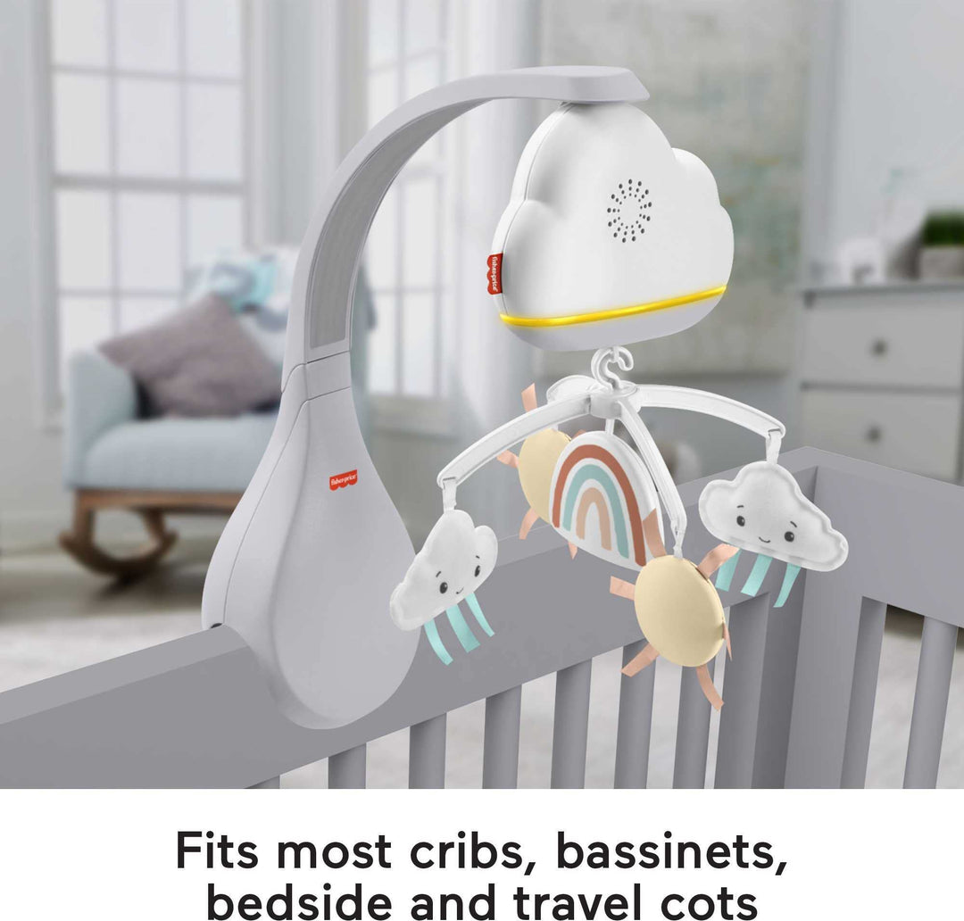 Fisher-Price Rainbow Showers Bassinet to Bedside Mobile - Soother with Nightlight & Cry Sensor