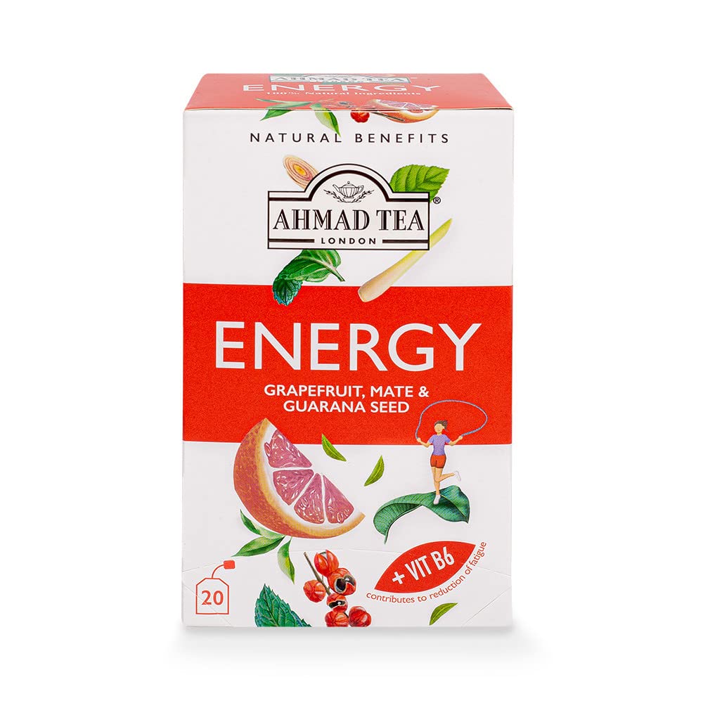 Ahmad Tea Natural Benefit Energy Tea - Grapefruit, Mate & Guarana Seed Blend | 20 Count Teabags 1