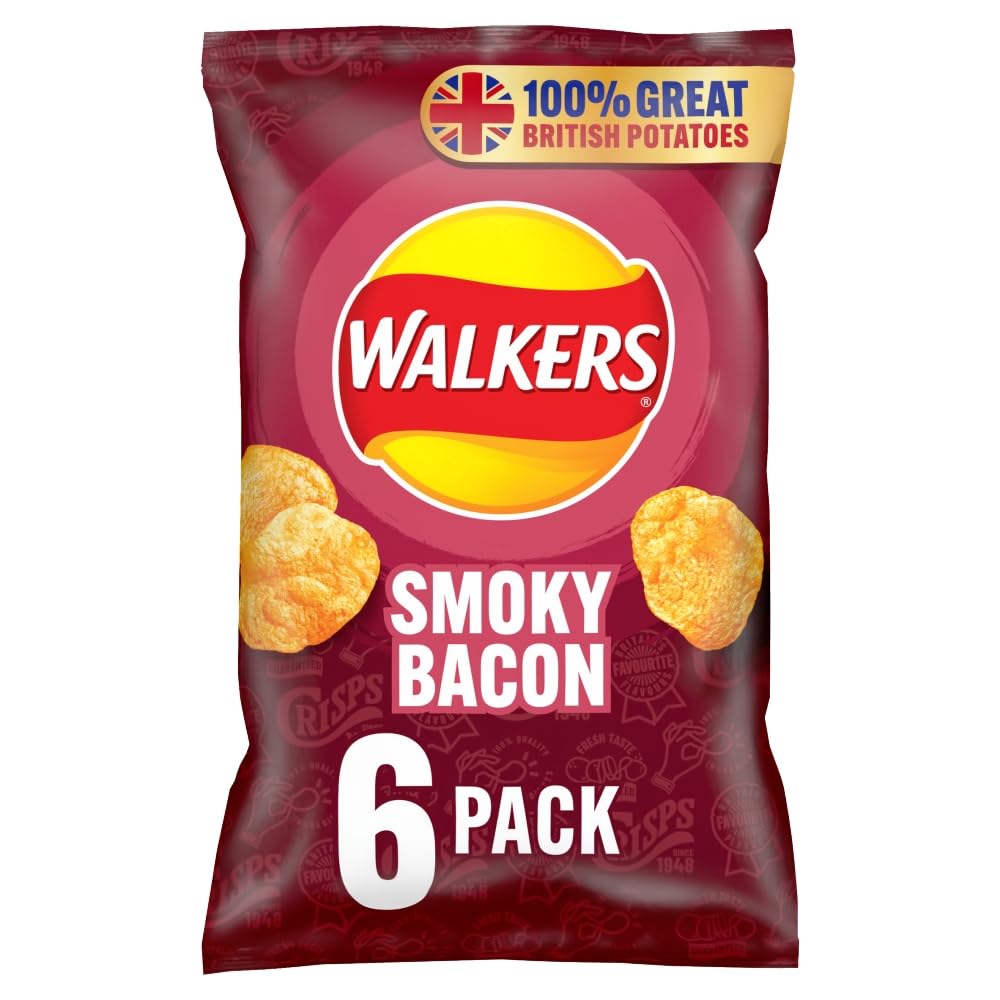 Walkers Smoky Bacon Flavour Crisps Multipack 6x25g