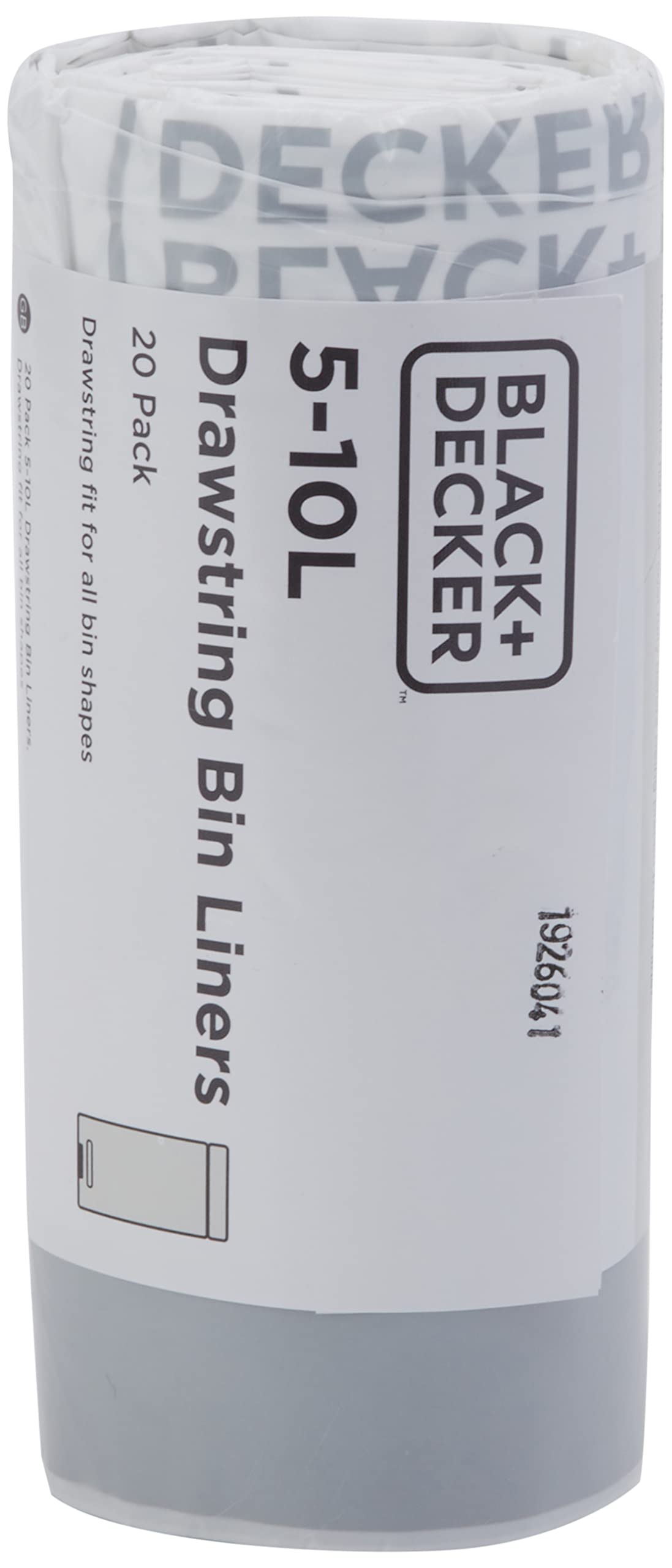 BLACK+DECKER Drawstring Bin Liners - 5-10L Capacity, 20 Pack, White 1