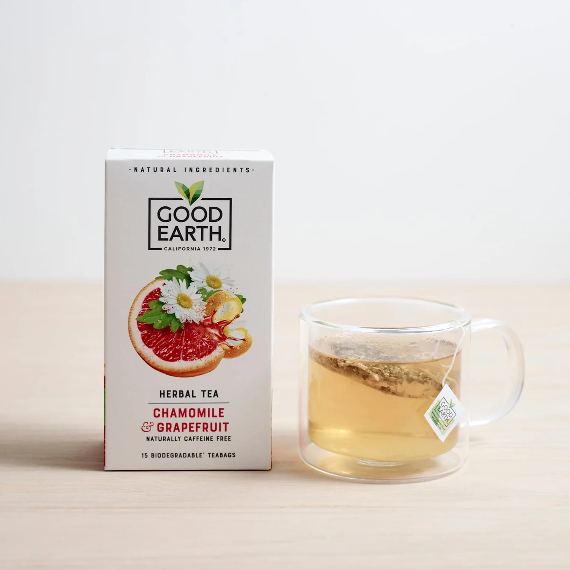 Good Earth Tea Co. Chamomile & Grapefruit Herbal Tea Bags - Naturally Caffeine Free | 15 Count