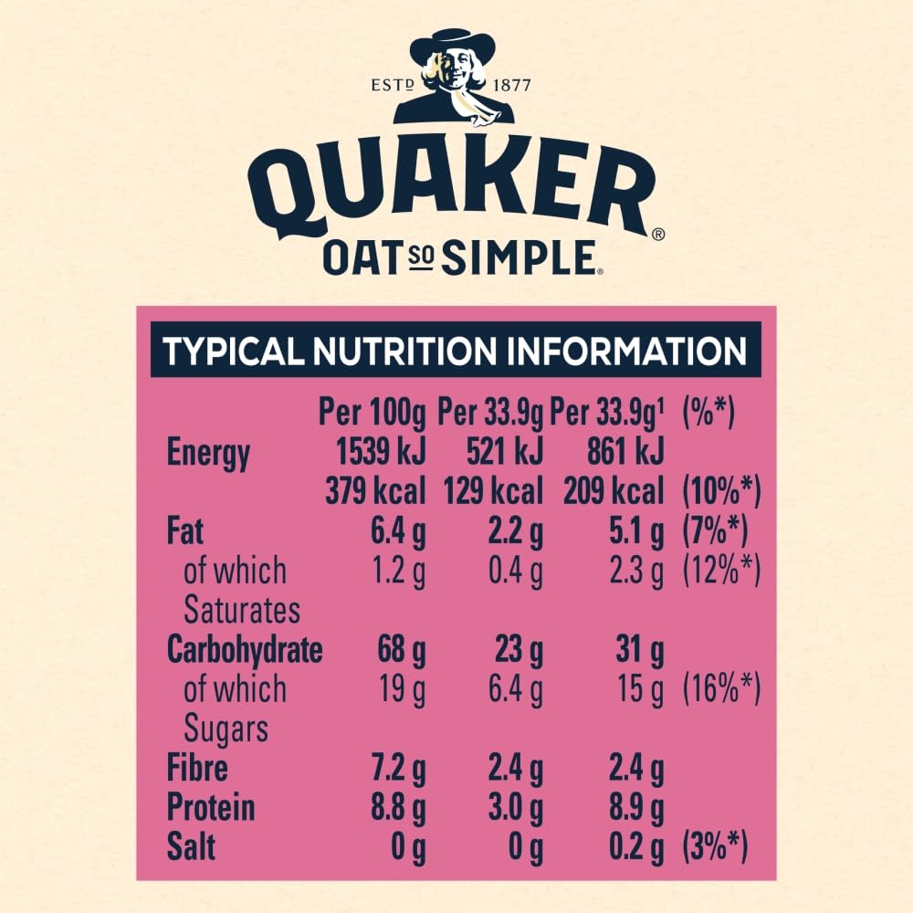 Quaker Oat So Simple Strawberry and Raspberry Porridge, Pack of 10