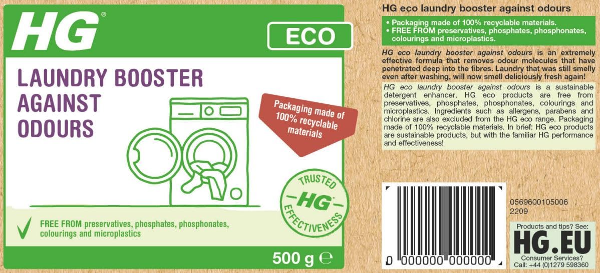 HG - ECO Laundry Detergent Booster Against Odours, 500g Scent Enhancer for Fresh Laundry 3