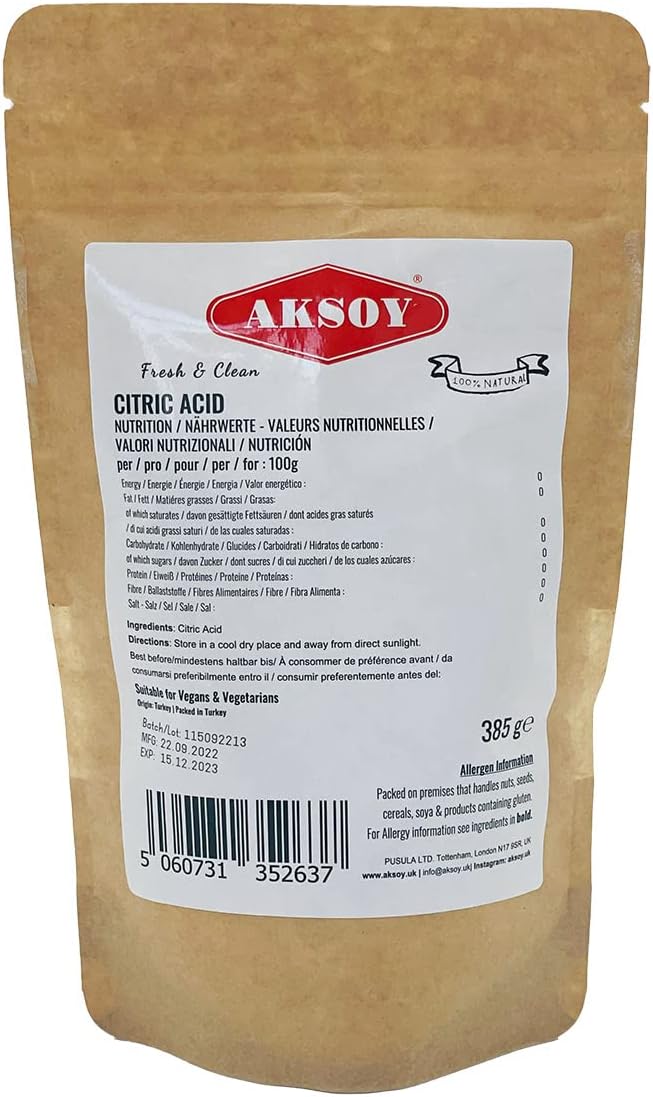 Aksoy - Citric Acid Food Grade 385g | Non-GMO, for Bath Bombs, Cleaning, Canning 4