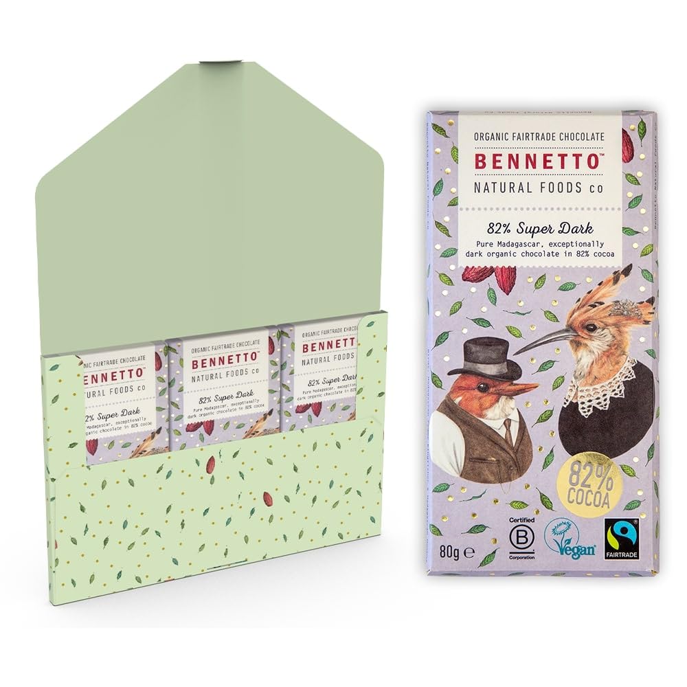 Bennetto 82% Super Dark Organic Chocolate Bar - Single Origin Ecuadorian Cocoa, Vegan & Gluten-Free 1