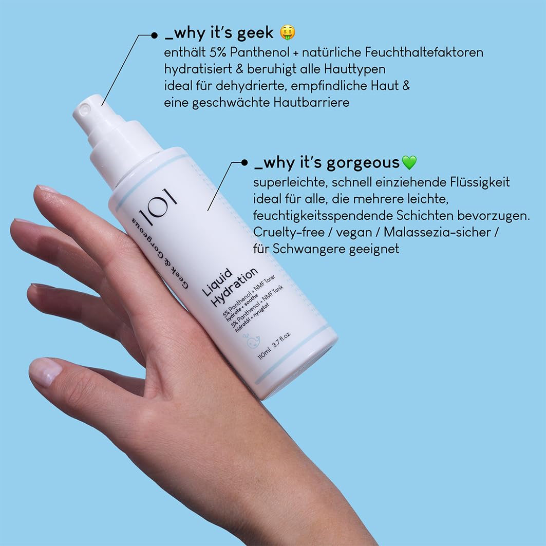 Geek & Gorgeous Liquid Hydration Facial Toner Spray - 5% Panthenol & Allantoin | 110 ml 3