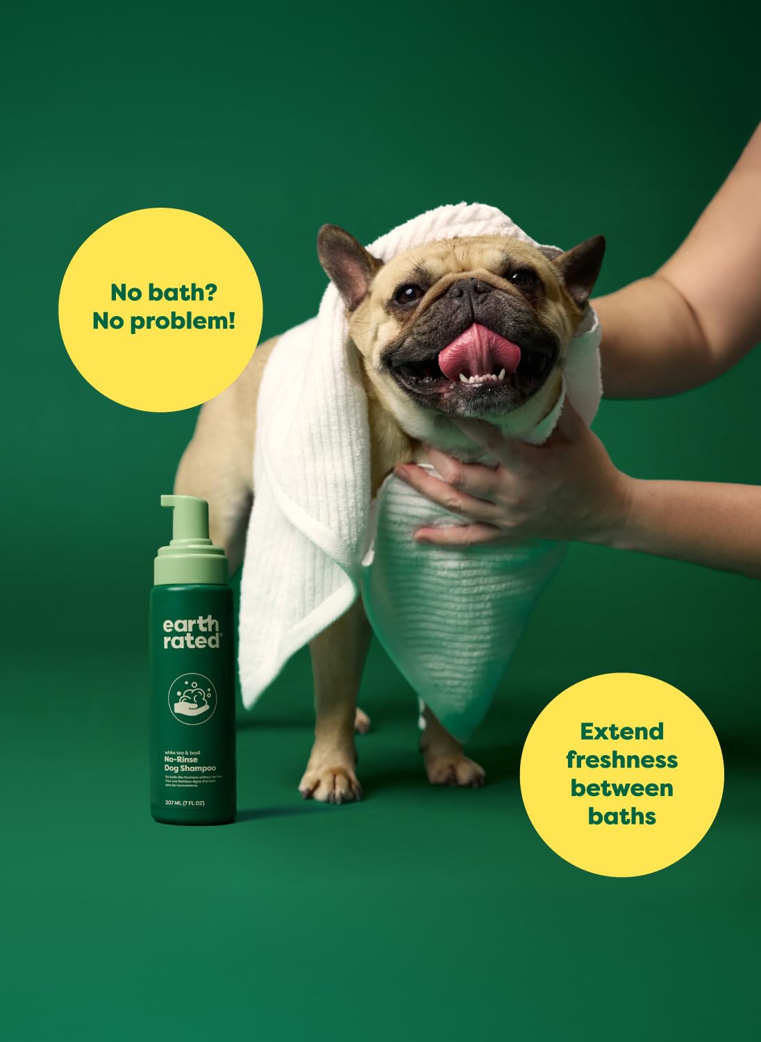 Earth Rated No-Rinse Dog & Puppy Shampoo - Waterless Foam for Conditioning & Deodorizing | 7 oz