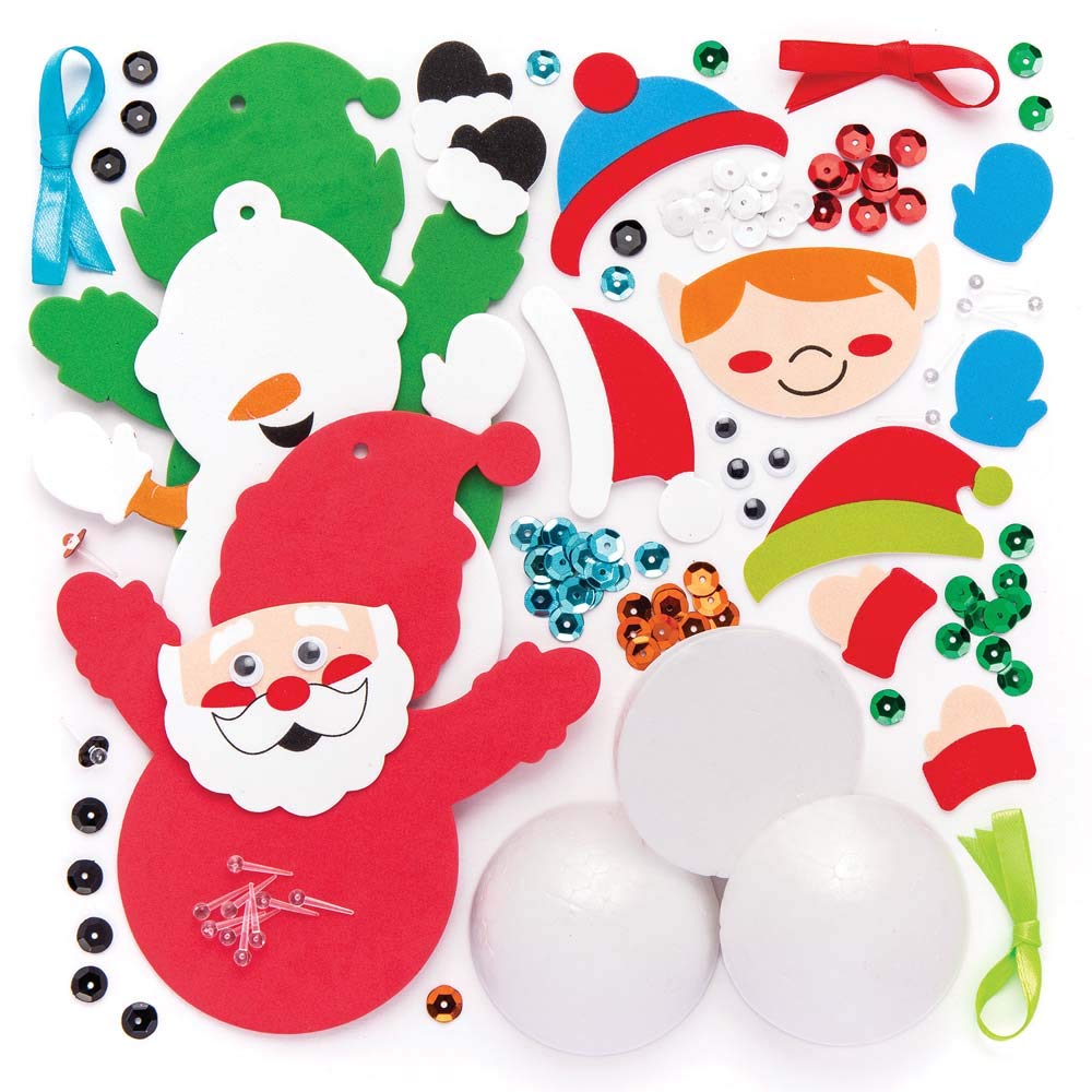 Baker Ross Christmas Character Bauble Decoration Kits – Pack of 3, Ages 5+ 6