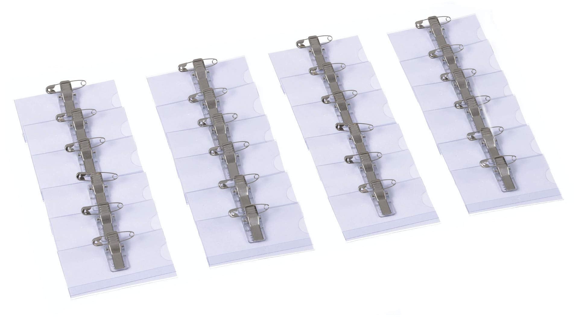 EUROPEL Name Badge Holders with Crocodile Clip, Safety Pin & Blank Card Insert Sheets (Pack of 24) | Horizontal ID Card Holder for School, Colleges, Offices & Corporate Event | 75 x 40 mm, 121260 1