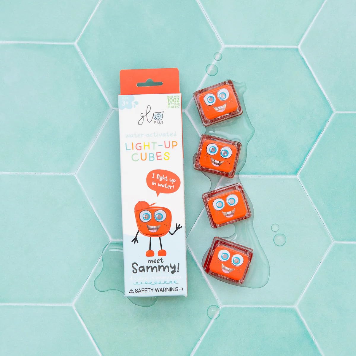 Glo Pals Light-Up Sensory Bath Toy Cubes - Water-Activated, Pack of 4 | Ages 3+ 7