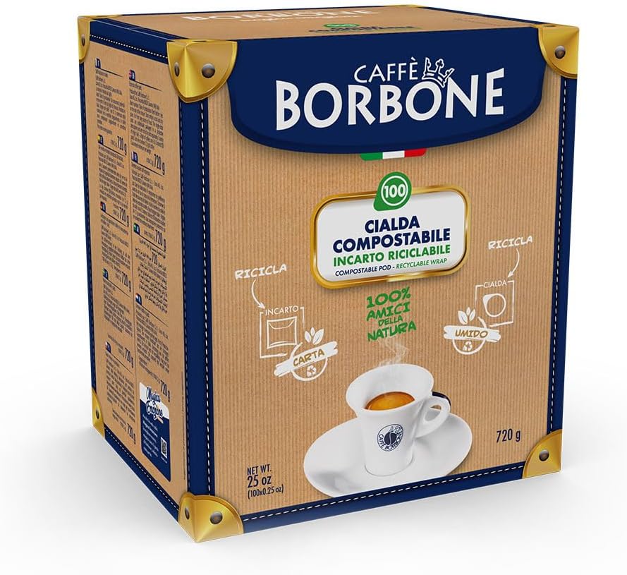 Caffè Borbone Blue Blend Compostable Coffee Pods - 100 Pack, ESE 44mm Compatible