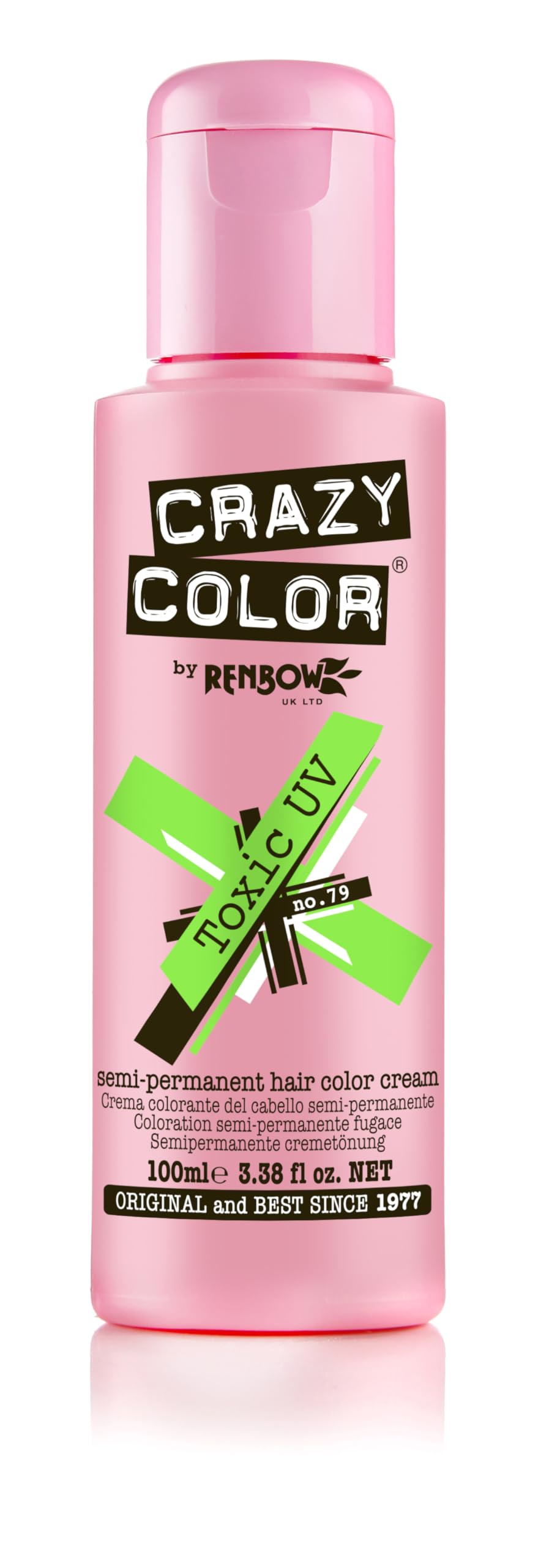 Crazy Color Toxic UV Semi-Permanent Hair Dye - Neon Green, 100 ml