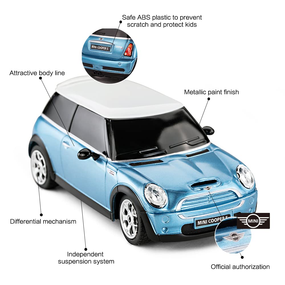 RASTAR Mini Cooper S Blue 1:24 RC Toy Car - Remote Control Vehicle for Kids & Adults 4
