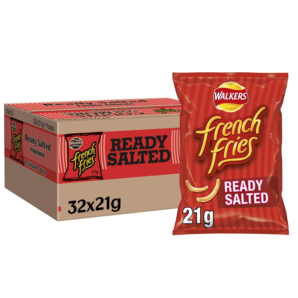 Walkers French Fries Ready Salted Crisps - 21g Snack Packs | Case of 32 | 30% Less Fat 1
