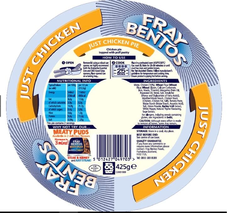 Fray Bentos Just Chicken Pie - Flaky Puff Pastry Lid | 425g Tin 2