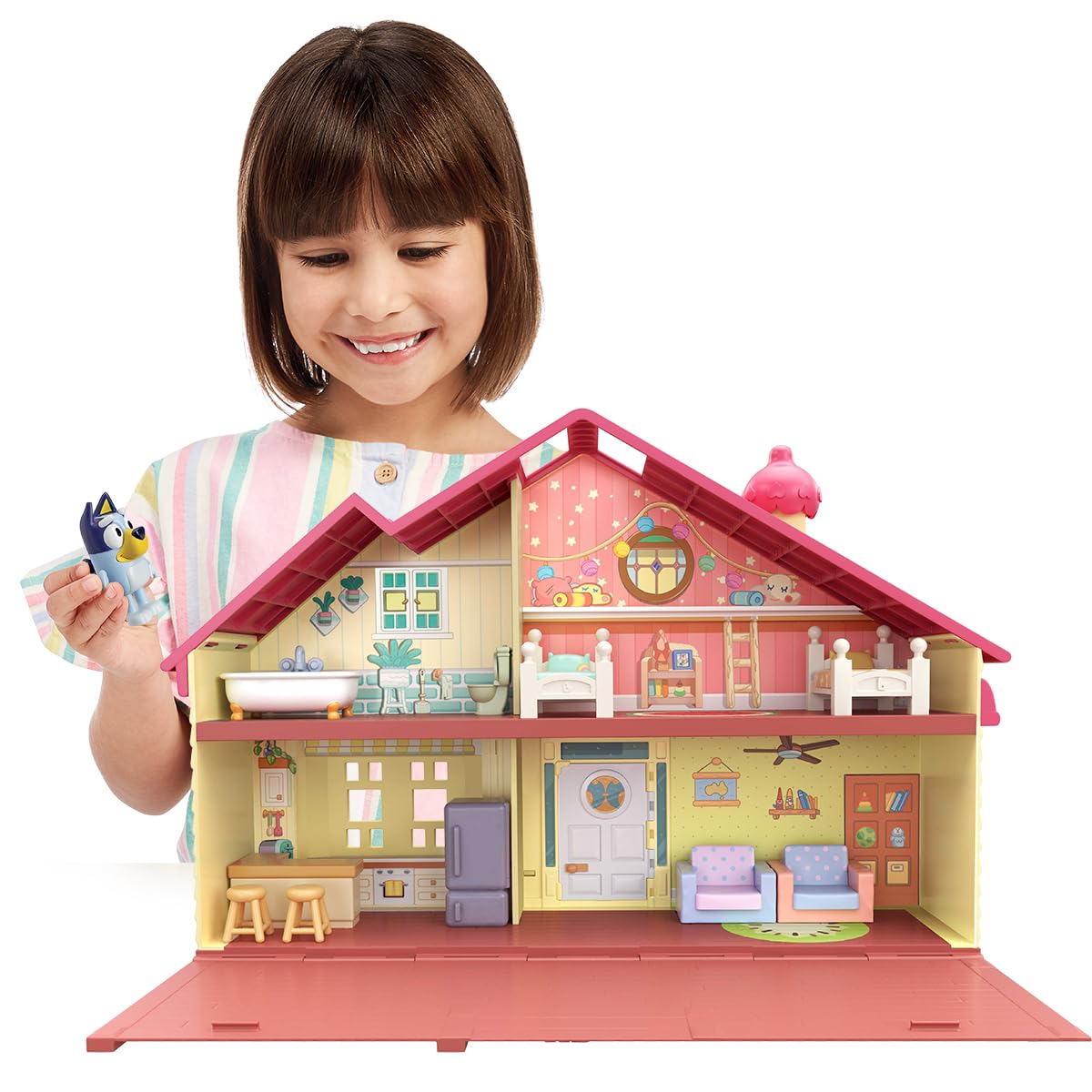 Bluey Plastic Playset - Heeler Family Home with 1 Figure & Furniture Accessories | Ages 3+ 5