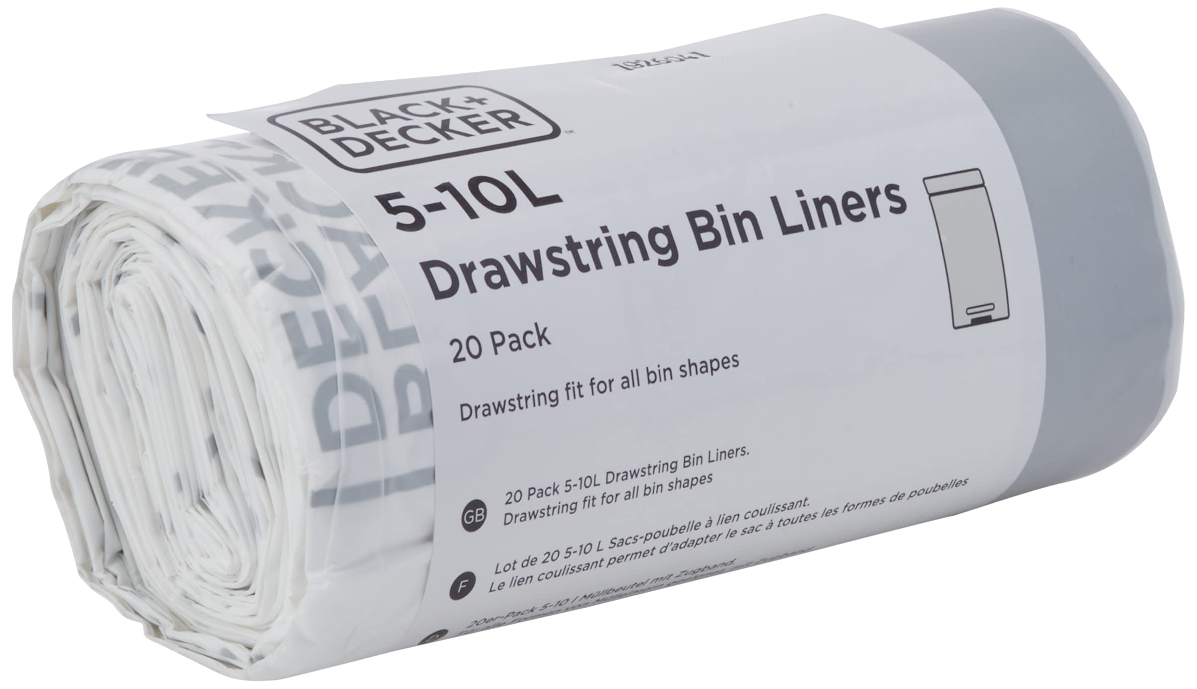 BLACK+DECKER Drawstring Bin Liners - 5-10L Capacity, 20 Pack, White 2
