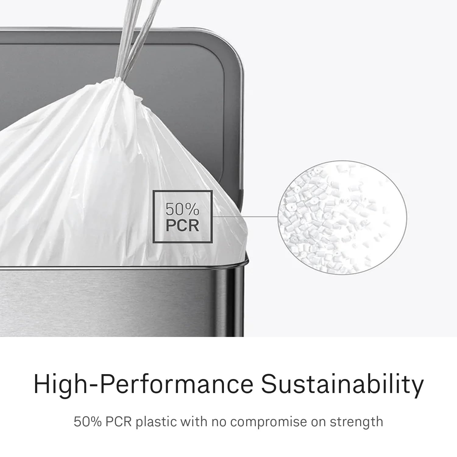 simplehuman Code M Custom Fit Liners - Extra Strong, 45L Capacity, 60 Count Drawstring Bags 4