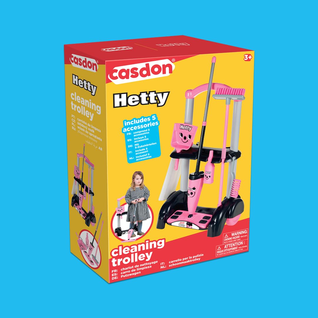 Casdon Hetty Cleaning Trolley - Hetty-Inspired Pretend Play Cleaning Set for Kids 3+ 11