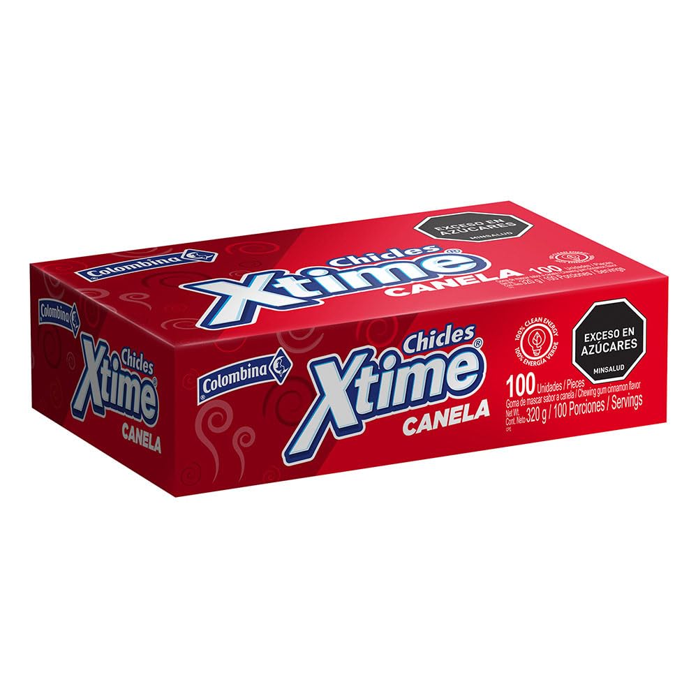 Colombina Xtime Cinnamon Flavour Chewing Gum - 100 Pieces | Vegetarian Friendly