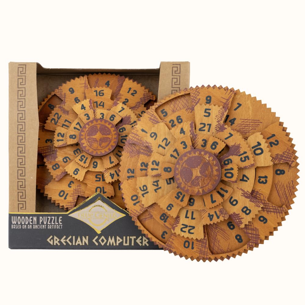 True Genius Grecian Computer Brain Teaser Puzzle - Wood Logic Game for Teens & Adults