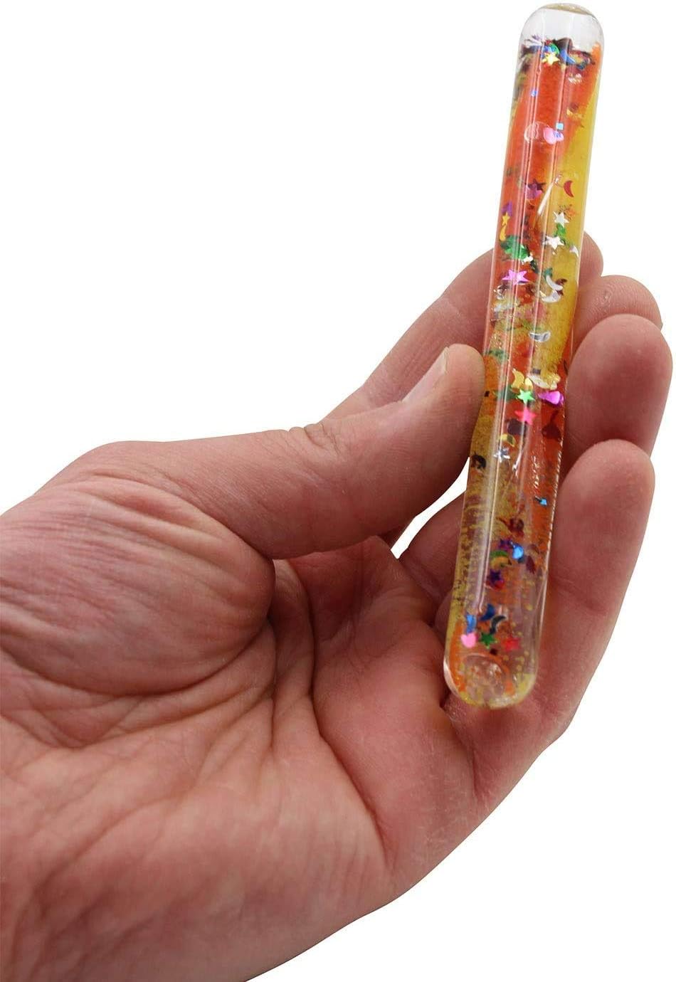 Playlearn Glitter Wand Magic Wonder Tube - Sensory Visual Stimulation Toy for Kids, Teachers, Therapists - 4 Multicolor Tubes
