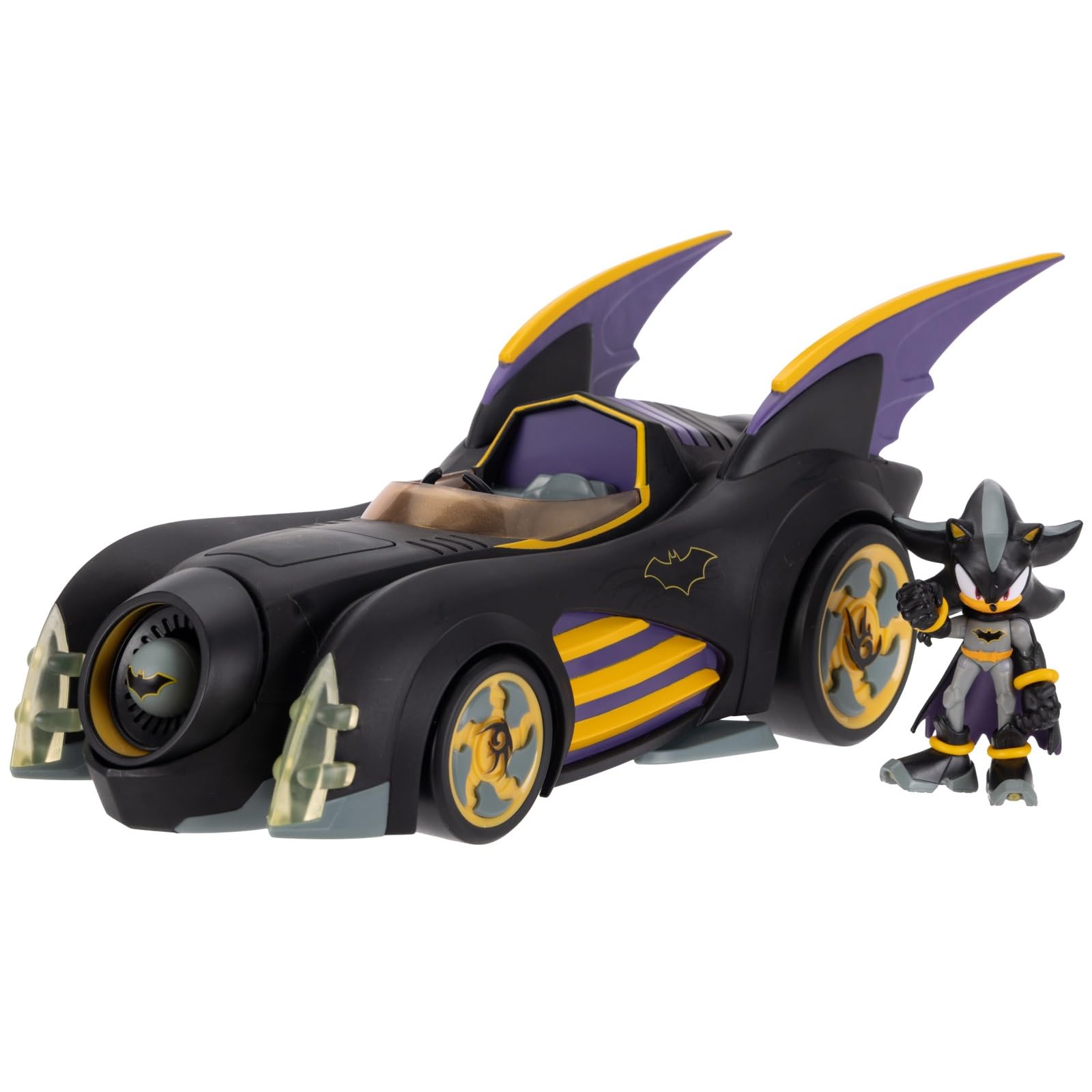 Sonic The Hedgehog Shadow as Batman with Feature Batmobile Action Figure Set | 2.5-inch Figure 1