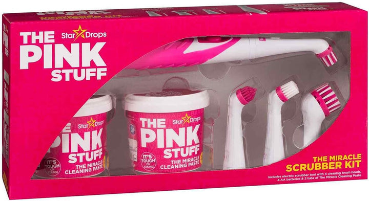 The Pink Stuff - Sonic Scrubber Kit with Miracle Cleaning Paste Cleaning Tool Set (2 x Paste Tubs + 4 Brush Heads)