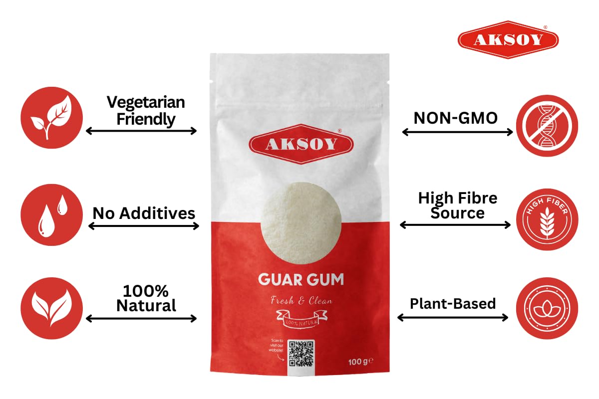 AKSOY Guar Gum Powder - Natural Thickener & Stabiliser | 100g Fine Powder | Vegan 3