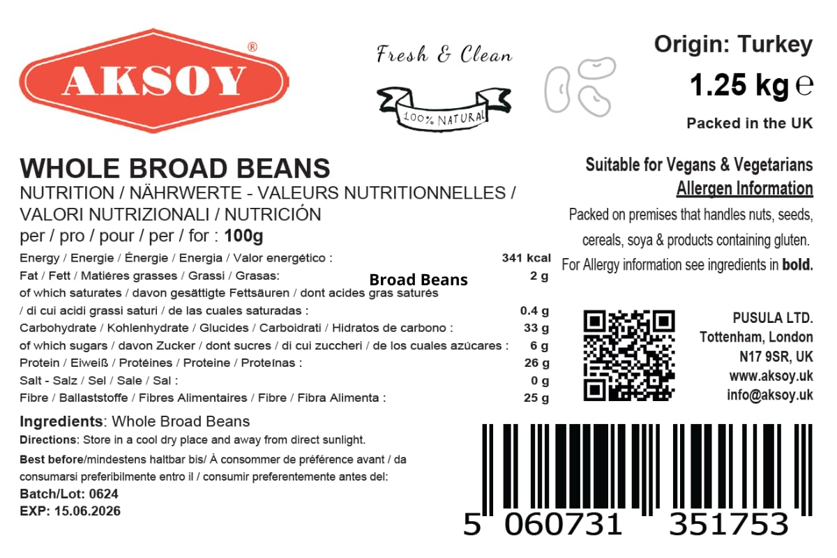 AKSOY Whole Broad Beans 1.25KG – Dried Legumes for Soups, Stews, Salads & Curries 4