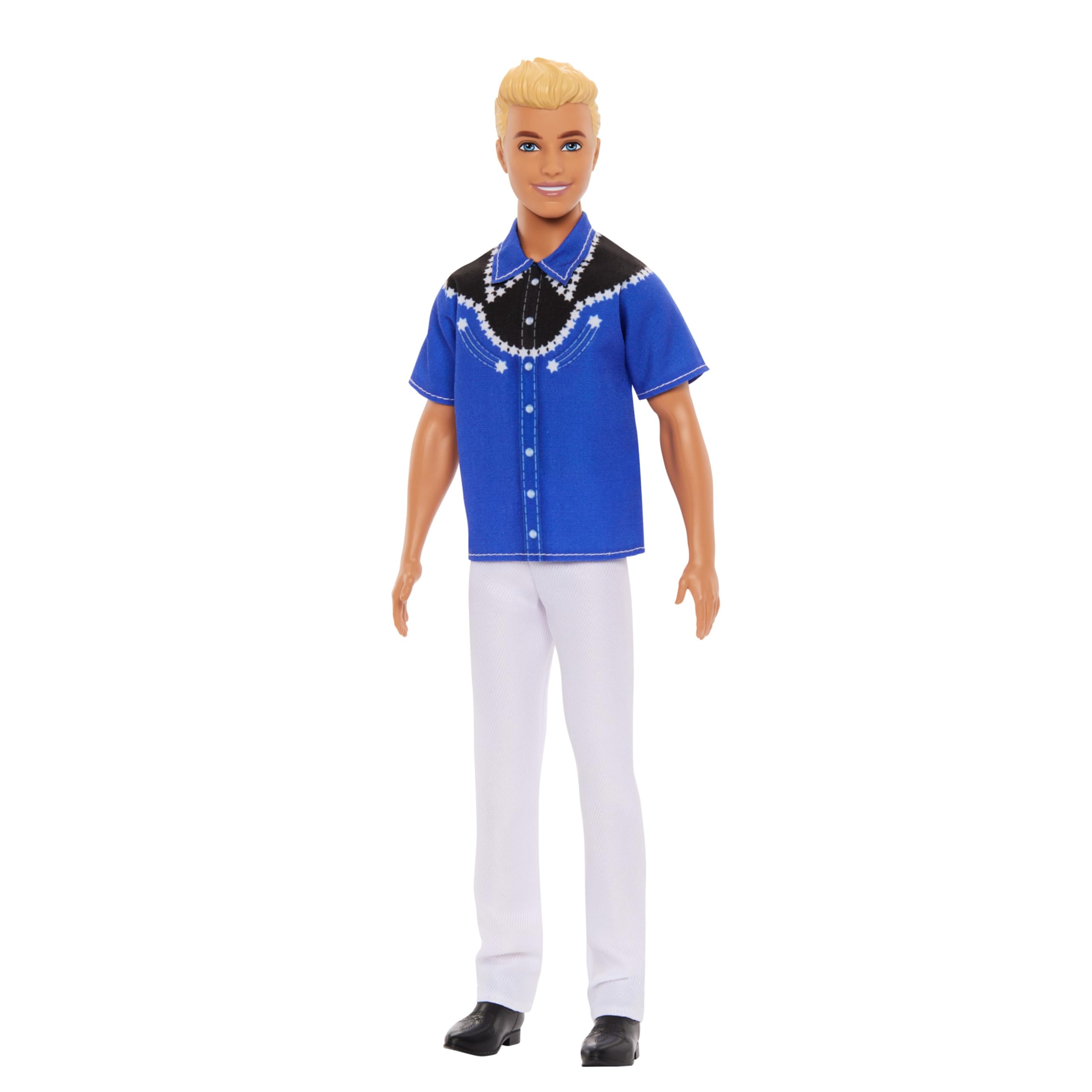 Barbie Fashionistas Ken Doll #226 - Western-Inspired Outfit with Blue & Black Shirt, White Pants & Black Boots