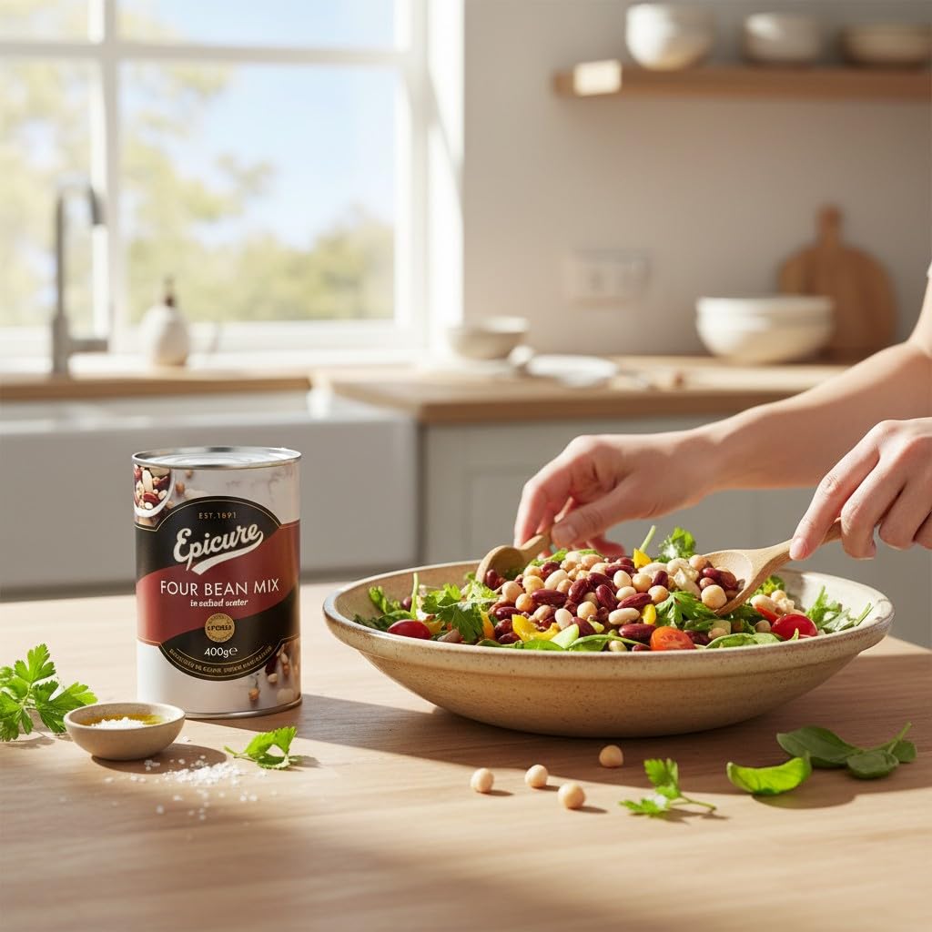 Epicure Four Bean Mix - Chickpeas, Cannellini, Butter & Red Kidney Beans | 400g 3