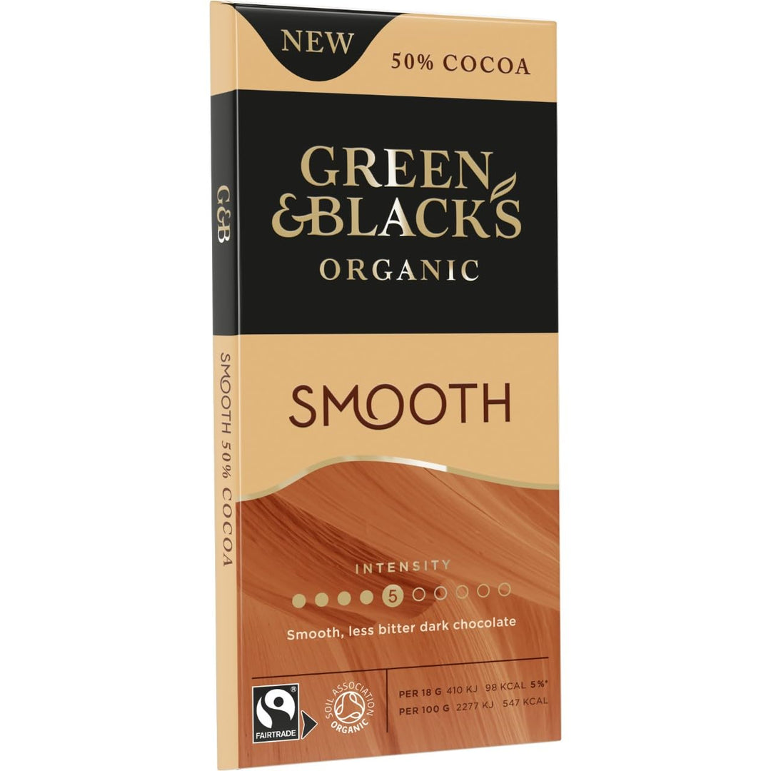 Green & Black's Organic Smooth Chocolate Bar, 50% Cocoa, 90g
