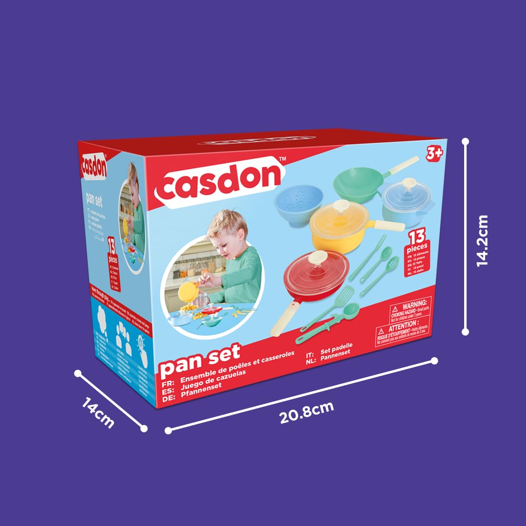 Casdon Pan Set - Realistic Pastel Toy Kitchen Set with Utensils | Ages 3+ | Plastic 5