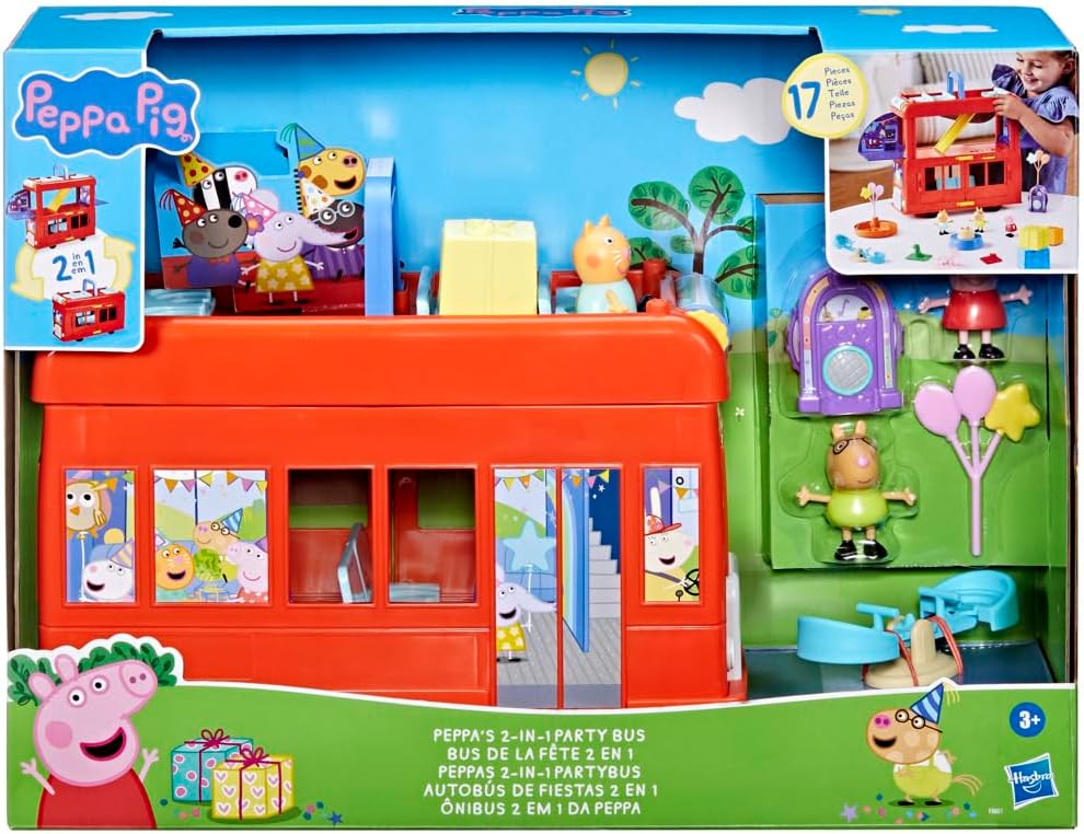 Peppa Pig Peppa’s 2-in-1 Party Bus Playset - 3-Floor Interactive Playset for Ages 3+ 2
