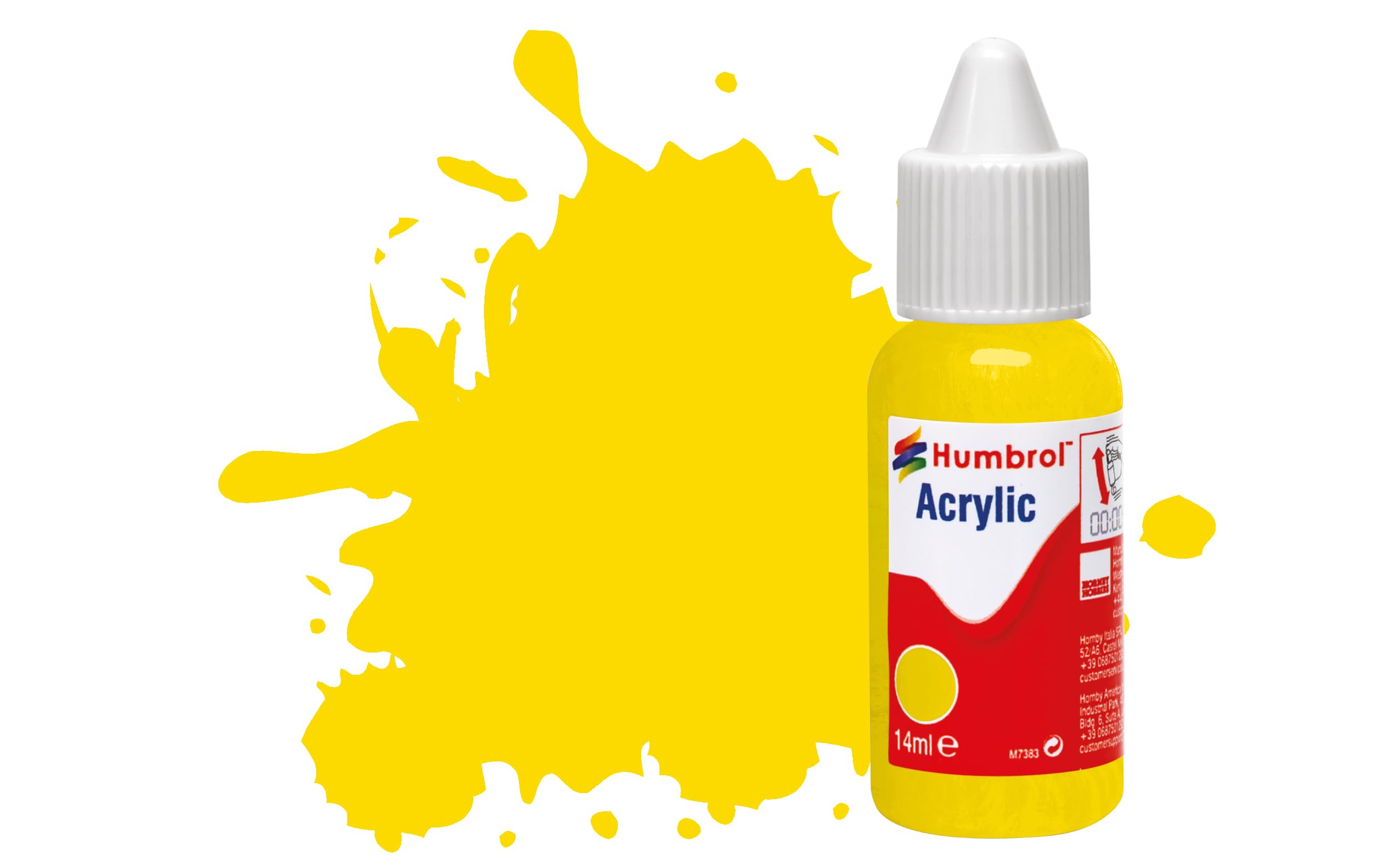 Humbrol No. 69 Yellow Gloss Acrylic Paint 14ml | Fast-Drying Model Paint DB0069 1