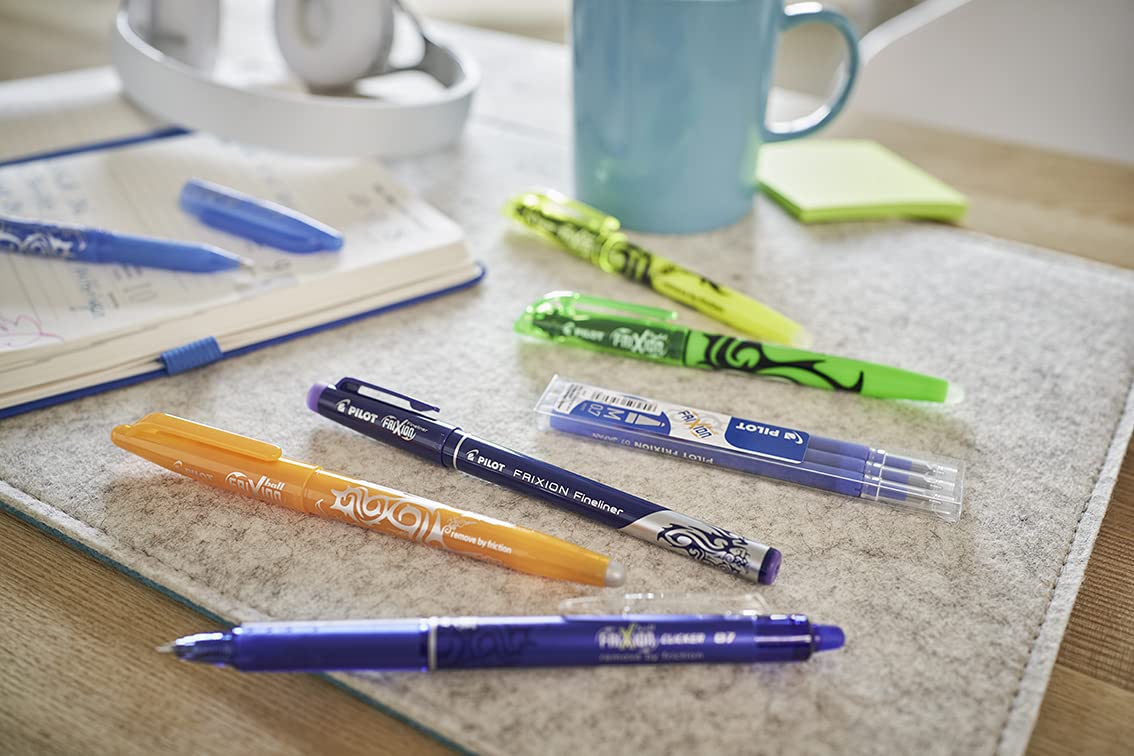 PILOT FriXion Clicker Erasable Rollerball Pen Set - 4 Pack Medium Tip (Black, Blue, Red, Green) 8