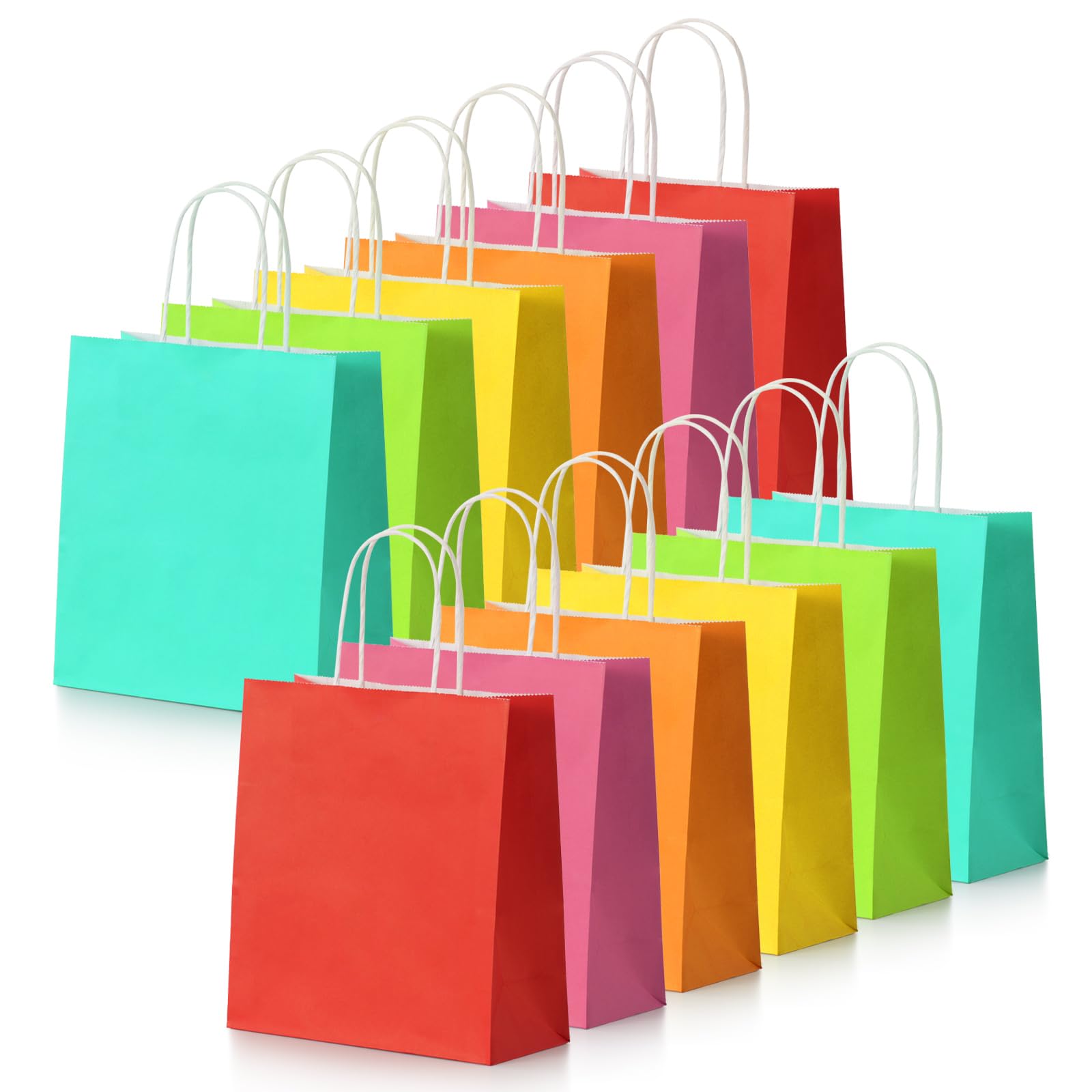 Parmedu Small Paper Gift Bags with Handles - 30 Pack, 8.7"x3.5"x7.9", Colorful Party Bags