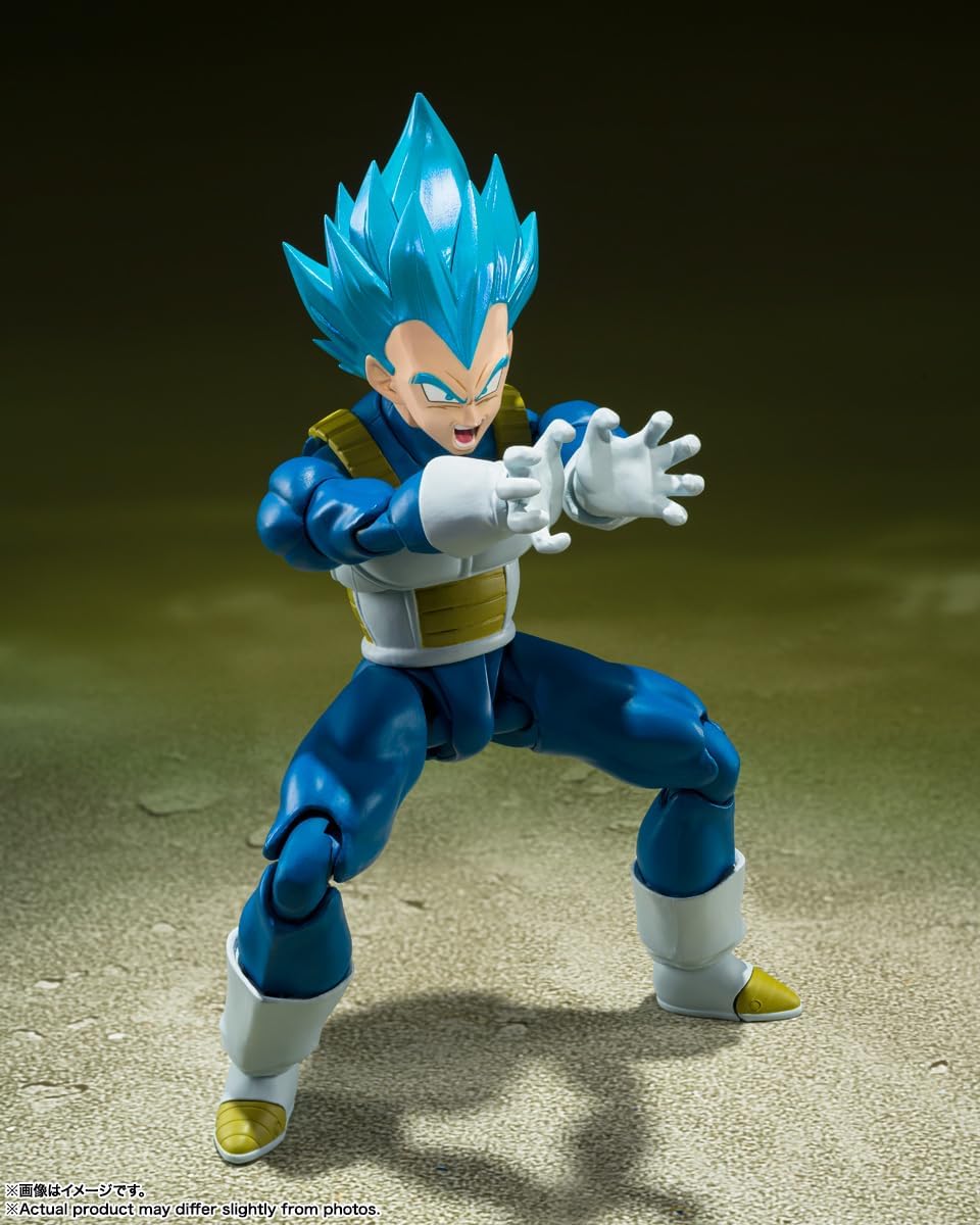 TAMASHII NATIONS Dragon Ball Super Super Saiyan God Super Saiyan Vegeta Action Figure - Interchangeable Parts & Aura Reflection