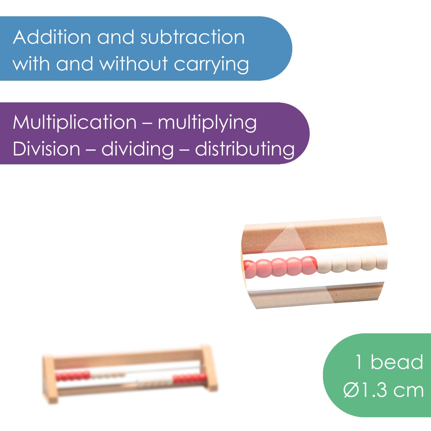 Wissner Active Learning 20 Student's Abacus - Visual Maths Aid | RE-Wood | Ages 4+ 5